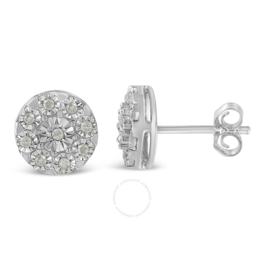 Jewels By Lux Sterling Silver Mens Round Diamond Rectangle Cluster Fashion Ring 1/3 Cttw In Pave Setting I2-I3 clarity; J-K color Jewels By Lux Sterling Silver Mens Round Diamond Rectangle Cluster Fashion Ring 1/3 Cttw In Pave Setting I2-I3 clarity; J-K color